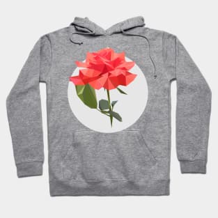 Pink Rose Polygonal Floral Print Hoodie